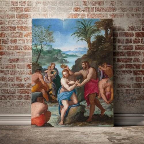 Baptism of Christ by ALESSANDRO ALLORI Canvas poster Painting wall Art decor Living room Bedroom Study Home Decoration Prints