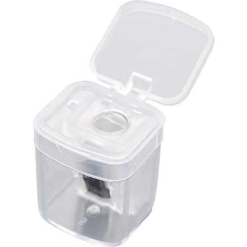 Transparent Compact Pencil Sharpener, Sharp Steel Blade, Plastic Manual Singe Hole Pencil / Color Pencil Sharpener with Cover