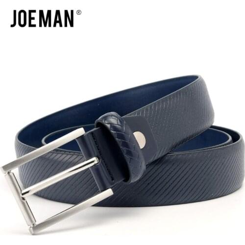Classic Genuine Leather Striped Belts for Men Casual Belt 3.5cm Width Black Dark Blue Dark Brown Ceinture homme