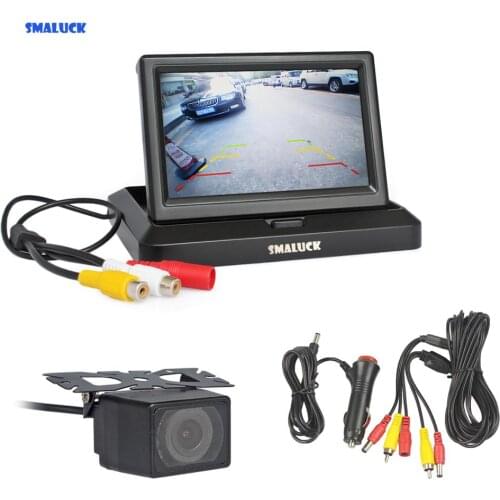 SMALUCK 5" Rear View Monitor Car Monitor Waterproof IR Night Vision Rear View Car Camera Parking System Kit