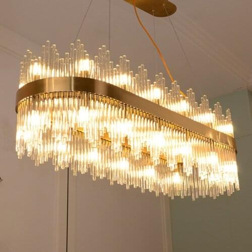 Modern Rectangle Crystal Chandelier LED Lamp New Fixture Suspension Lamps For Living Room Bedroom Art Home Chandelier PA0523