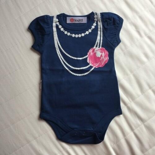 Special Offer~Lovely Blue Necklace Printed Baby Girls Jumpsuits 3001
