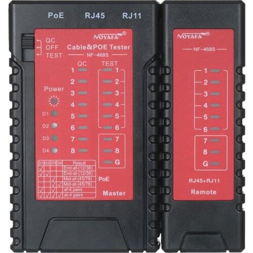 Network Cable & PoE Tester Telephone Line Tester Lan Ethernet Cable Tester for Cat5/5e/6/6a(UTP/STP) Cat3(6P2C/6P4C/6P6C)