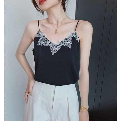 French The New sexy Women Thin Lace Camis Vest Women Tank Tops Female Sexy Strap Basic Tops Slim Sleeveless Camisole