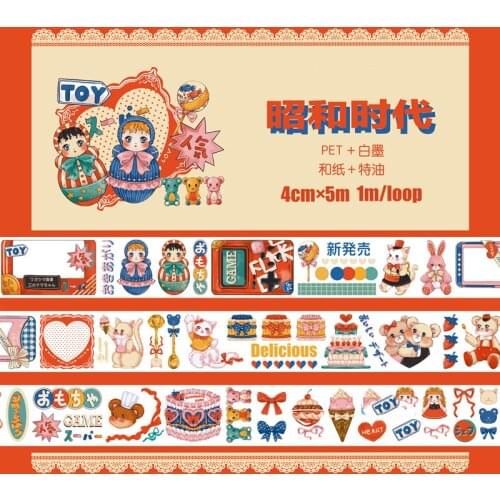 Vintage Tumbler Doll PET Special Oil Washi Tapes Bullet Journal Masking Tape DIY Scrapbooking Decoration Washi Sticker