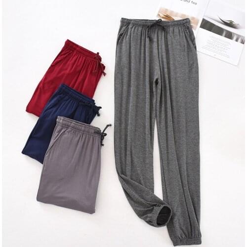 Pajamas Mens Modal Home Pants Closing Trousers Elastic Casual Loose Plus Size Mosquito Pants Unisex cargo pants men gray