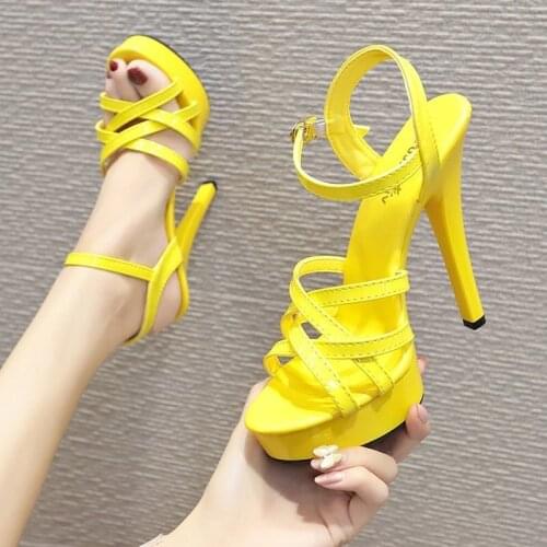 Womens Shoes Belt Buckle Sandals Women New Summer Fashion 13CM Sexy High Heels Model Catwalk Sandals 8 colors dc3