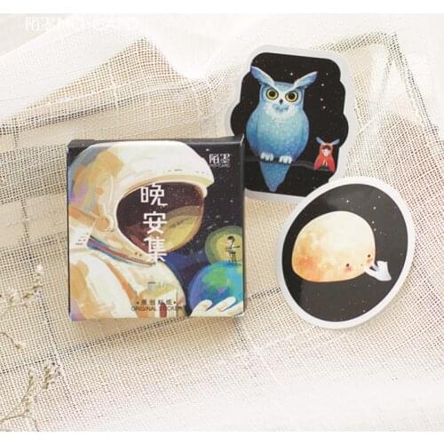 45pcs/box Good Night Cartoon Stickers Adhesive Stickers DIY Decoration Stickers Stationery StickersLabels Scrapbook Paper