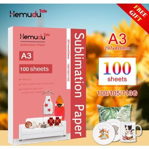 A3 100sheets Sublimation Heat Transfer Paper 100/105/113G for Polyester T-Shirt Cushion Fabrics Phone Case Printing Design