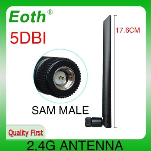 2.4 GHz WiFi Antenna 5dBi Aerial SMA Male Connector 2.4ghz antena wi fi antenne 2.4g For Wireless Router Wifi Booster