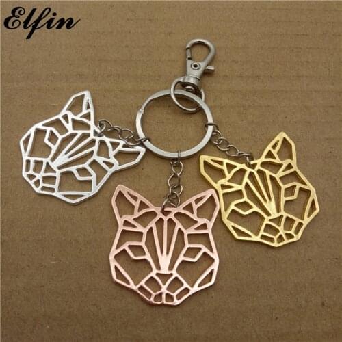 Elfin Trendy Origami Cat Key Chains Gold Color Silver Color Fashion Jewellery Origami Cat Key Rings
