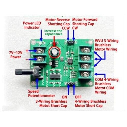 5V-12V DC Brushless Motor Driver Board Controller for Hard drive motor 3/4 wire