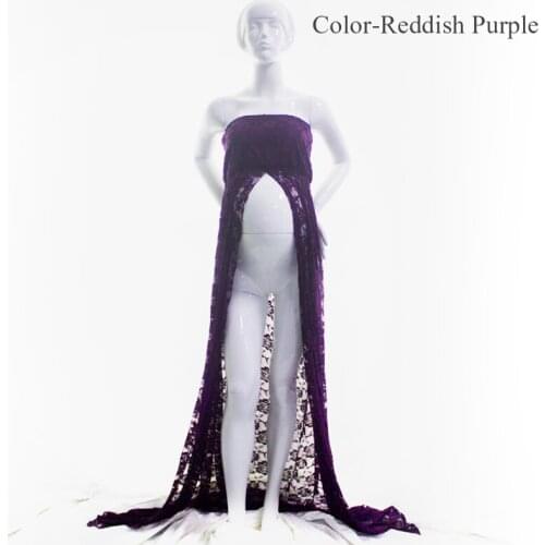 Le Couple Maxi Maternity Photography Dress Rose Pattern Lace Maternity Dress Open Front Maternity Gown High Slit Pregnant Dress