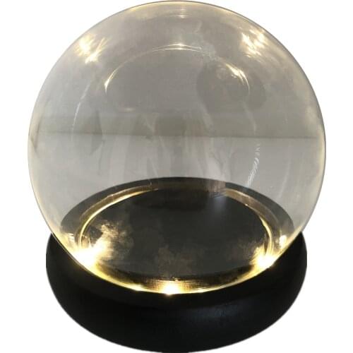 DIY Glass display dome cloche with light Decoration empty snow globe dome with wooden base Art collection cover for Anime figure