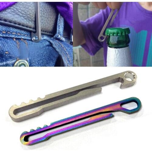 Titanium outdoor opener belt clip Ti bottle keyring buckle multi multipurpose multifunction key camp hike TC4 ring edc