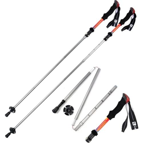 Ultralight Walking Sticks Trekking Pole Telescopic Cane Aluminum 5Sections Ultra Short Folding Outdoor Portable Hiking Gear 1pcs