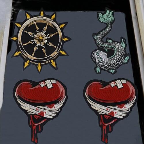 Embroidery Rudder Badge Fish Patch Iron on for clothing Sticker Fabric Bike Garment Applique DIY Accessory Party Decor 2pc P1730