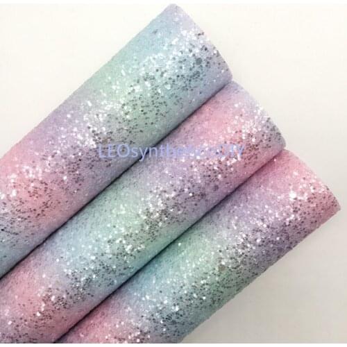 1PC 21X29CM Glitter Fabric, Rainbow Crystal Glitter Leather Sheets For Making Bows LEOsyntheticoDIY T477A