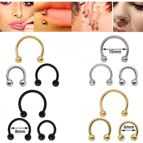 1PS Nose piercing G23 Titanium Piercing Classic Round Bar Horseshoe Ring Nose Ring Earring Nail Multi-Purpose Ring Body Jewelry