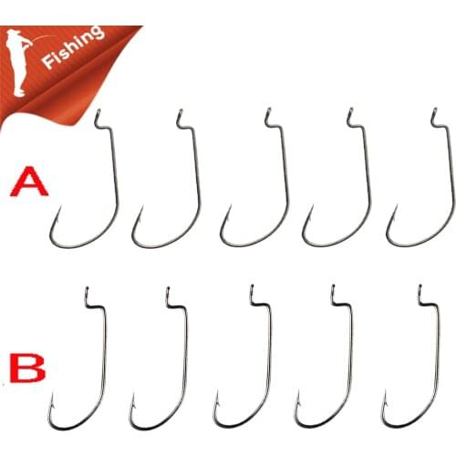 10-100pcs Fishing Soft Worm Hooks High Carbon Steel Wide Super Lock Fishhooks Lure 5/0#-1# Softjerk Hooks Fishing Tackle