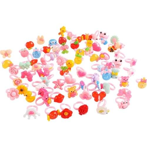20-100Pcs Party Favors Resin Cartoon Finger Ring Girls Birthday Party Personalized Gifts Traktatie School Kids Cute Pinata Toys
