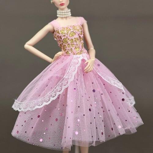 2017 Handmade Pink Bubble Skirt Party Dress Princess Gown Clothing Outfit Doll Accessories For 1/6 Barbie Xinyi Fr2 Doll Toy