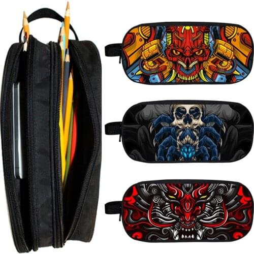 3D Abstraction Animal Tiger Wolf Dragon Pencil Case Children Monster Pen Bag Student Cartoon Skull hand Bag Women Cosmetic Bag