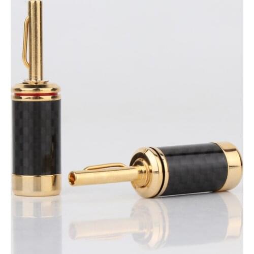 4Pcs BA1408 24K Gold Plated Carbon Fiber Banana Plug For HIFI Speaker Cable