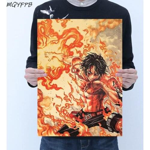 Anime One Piece PortgasD Ace Kraft Paper Posters Wall Stickersdecorative Paintings Home Furnishings Gifts