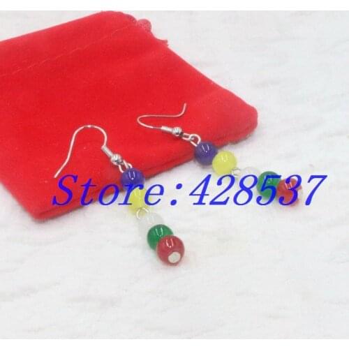 Free Drop Shipping Fashion DIY Greek Sorority Order Eastern Star Five Colors Bead Hook Dangle Earrings Jewelry for Women Lady