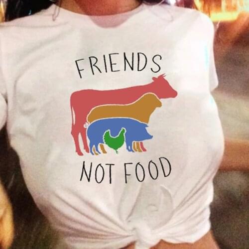 Friends not food Harajuku T-shirt female T-shirt vegetarian shirt vegetarian natural cartoon shirt short sleeve graphic T-shirt