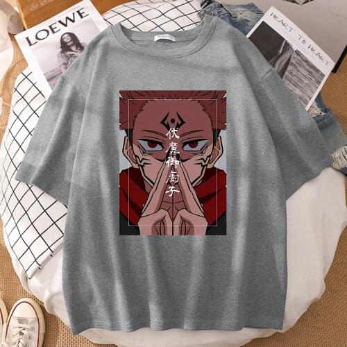 Jujutsu Kaisen Yuji Itadori Print Oversize T-shirts for Woman 2021 Short Sleeve Loose T shirt Plus Breathable Hip Hop Big Tshirt