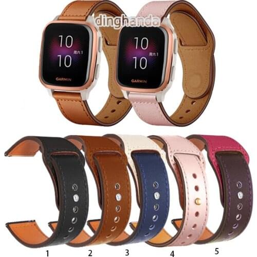 Quality Leather Watch Band Strap for Garmin Venu SQ Strap for Vivoactive 3 Forerunner 245 645 strap 20mm 22mm