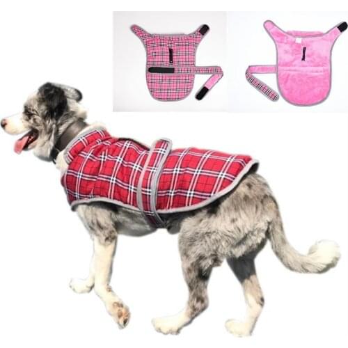 Plaid Dog Clothes Winter Puppy Jacket Warm cotton plus velvet Pet Coat Reflective Dog Clothing Vest For Small Medium Large Dogs