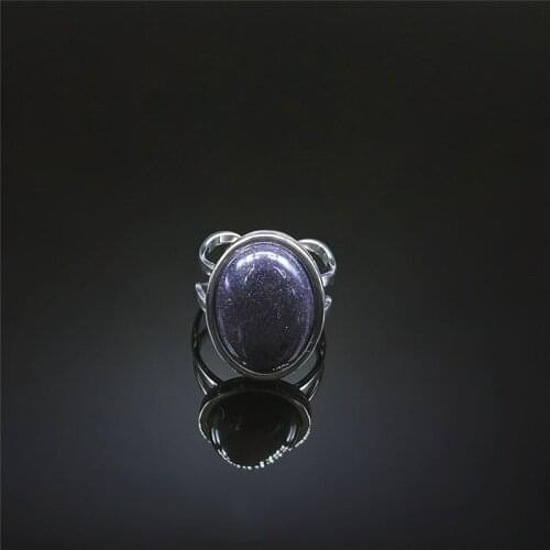 Blue Sandstone Stainless Steel Rings Women/Men Silver Color Ring Jewelry anillos de acero inoxidable para las mujeres RXS05