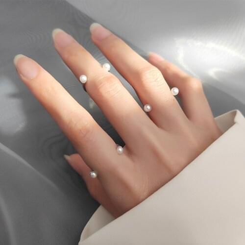 1pc Thin 100% Authentic REAL.925 Sterling Silver Small Shell Pearl Ring Half Pack Ring for Women 3mm C-J7300