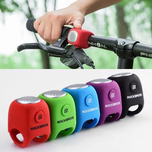 ROCKBROS Electric Cycling Bells 110 dB Horn Rainproof MTB Bicycle Handlebar Bell Silica Gel Shell Ring Bell Bicycle Accessories