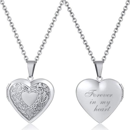 Heart Locket Pendants Necklaces For Women Silver Color Photo Frame Valentine Lovers Necklace Gift Jewelry