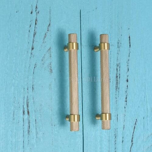 2PCS Brass Black/Gold Knurled Textured Furniture Handles T-bar Wardrobe Dresser Cupboard Cabinet Drawer Pulls GF122
