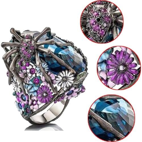 Fashion Turkish Handmade Flower Spider Ring Women Fashion Jewelry Size 6-10