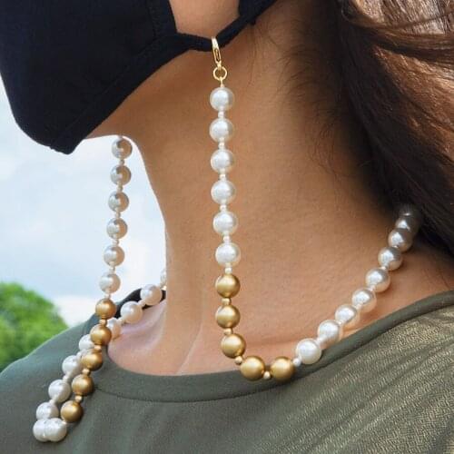 Fashion Sunglasses Masking Chains for Women Acrylic Pearl Crystal Mask Chains Necklace 2021 New Fashion Jewelry Wholesale