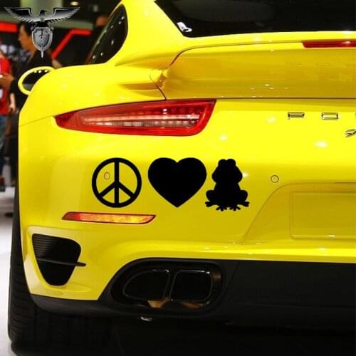 EmpireYing 3 Size 8 Colors Peace Love Frogs Animal Prints Car Sticker Window Door Kayak Toad Gig Vinyl Decals Lotus Pond Gifts