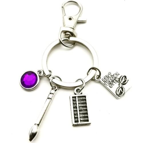 New Fashion Jewelry 9 Color Stone Keychain, Book, Pen, Abacus Keychain Men and Women Car Pendant Handmade