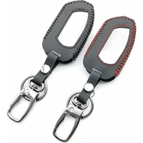 New Style 100% Leather Key Case Protector Cover Keychain for Pandora DXL 4950 DX-90BT DX-91 Two Way Car Alarm Remote Control LCD