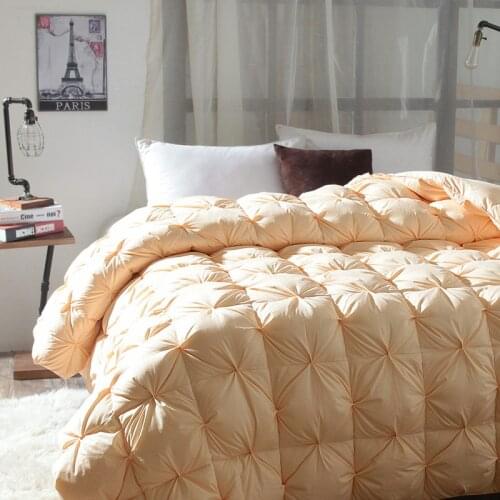 Limited edition Gold/White luxury Goose Down Duvet quilted 3d Quilt king queen twin full size Comforter Winter Thick Blanket #s