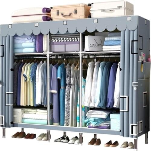 All alloy household bedroom simple cloth cabinet steel pipe thickened reinforced steel frame thickened storage cabinet
