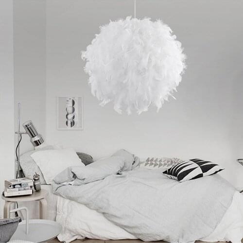 Feather Ceiling Pendant Light Shade Dreamlike E27 Hanging Lamp Romantic Chandelier For Lamp Bedroom Romantic Lamp Shade