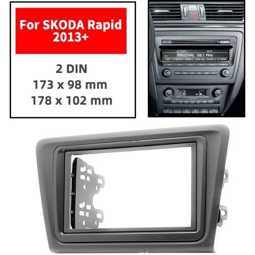 Double Din Radio Fascia for SKODA Rapid 2013+ Panel Dash Mount Installation Trim Kit Face Black Frame GPS 173 x 98 mm