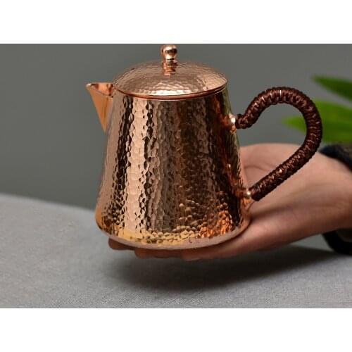 Handmade Pure Copper Teapot Tea Kettle Hammer Pattern Kung Fu Tea Drinkware Tableware