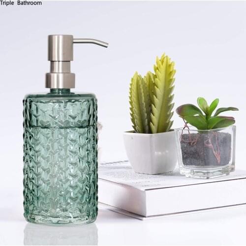 1 pc Nordic Style 400ml Shampoo Bottle Glass Transparent Body Wash-Soap Lotion Glass Bottles Band Dispenser Bathroom Supplies